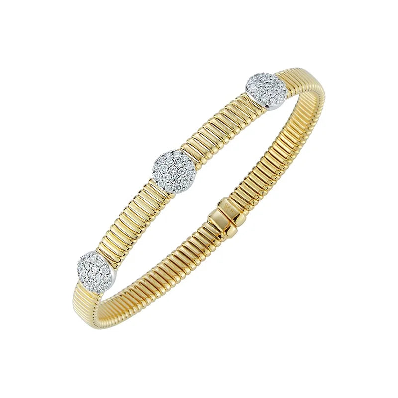 Knar Signature 5.3mm Yellow Gold Diamond Rondelle Bangle