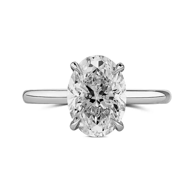 Knar Signature White Gold 3ct 4-Prong Oval Diamond Engagement Ring