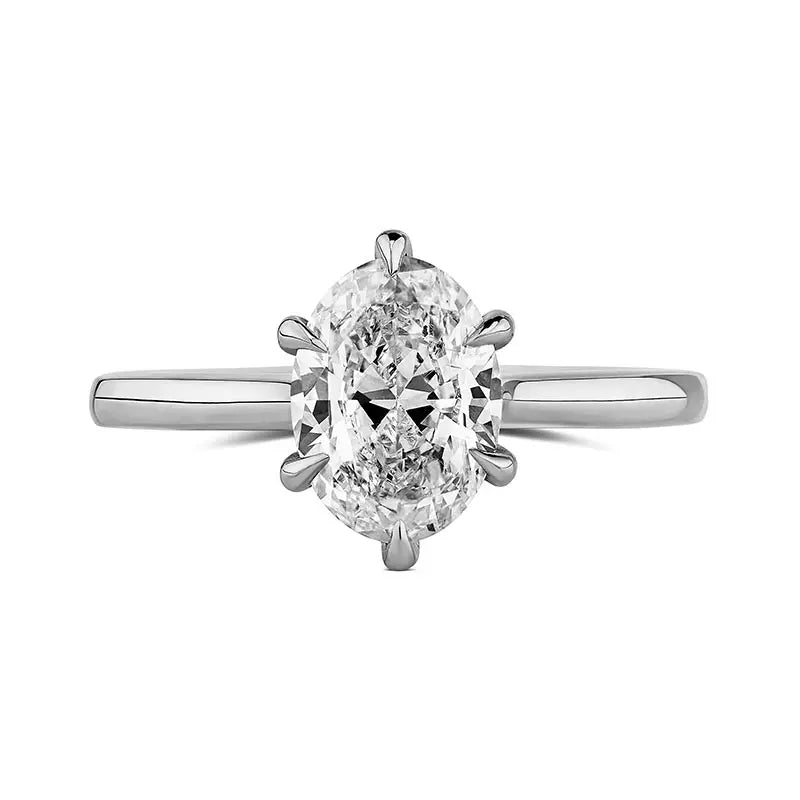 Knar Signature White Gold 1.7ct 6-Prong Oval Diamond Engagement Ring