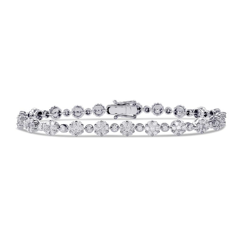Knar Signature White Gold 3.7ct Diamond Cluster Link Bracelet