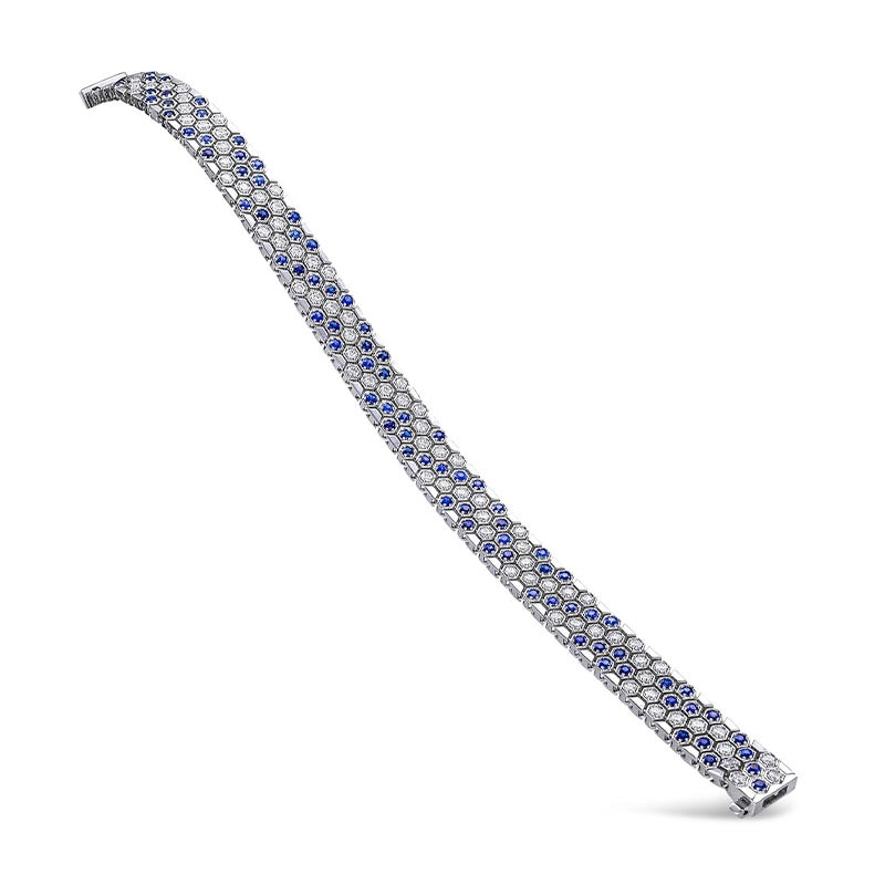 Knar Signature White Gold Diamond, & Blue Sapphire Bracelet