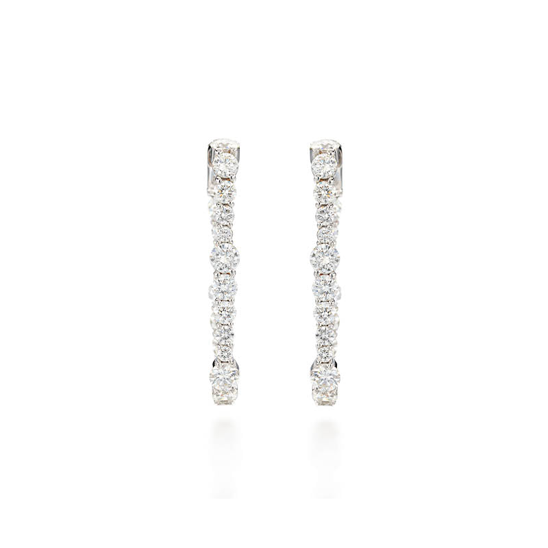 Knar Signature White Gold Diamond Hoop Earrings
