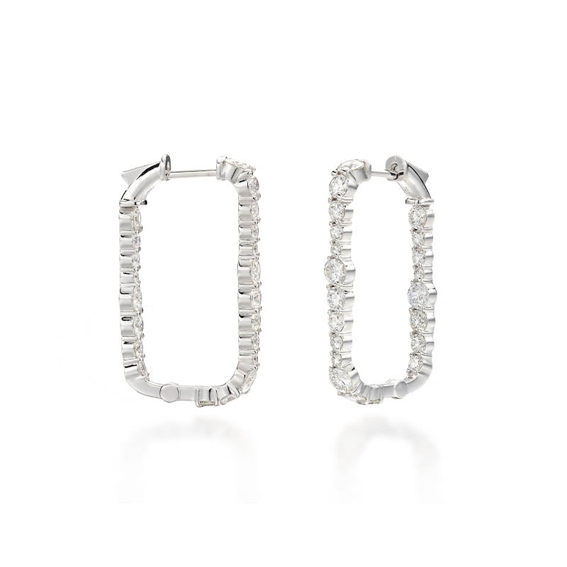 Knar Signature White Gold Diamond Hoop Earrings
