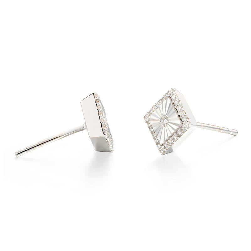 Knar Signature White Gold Diamond Square Earrings