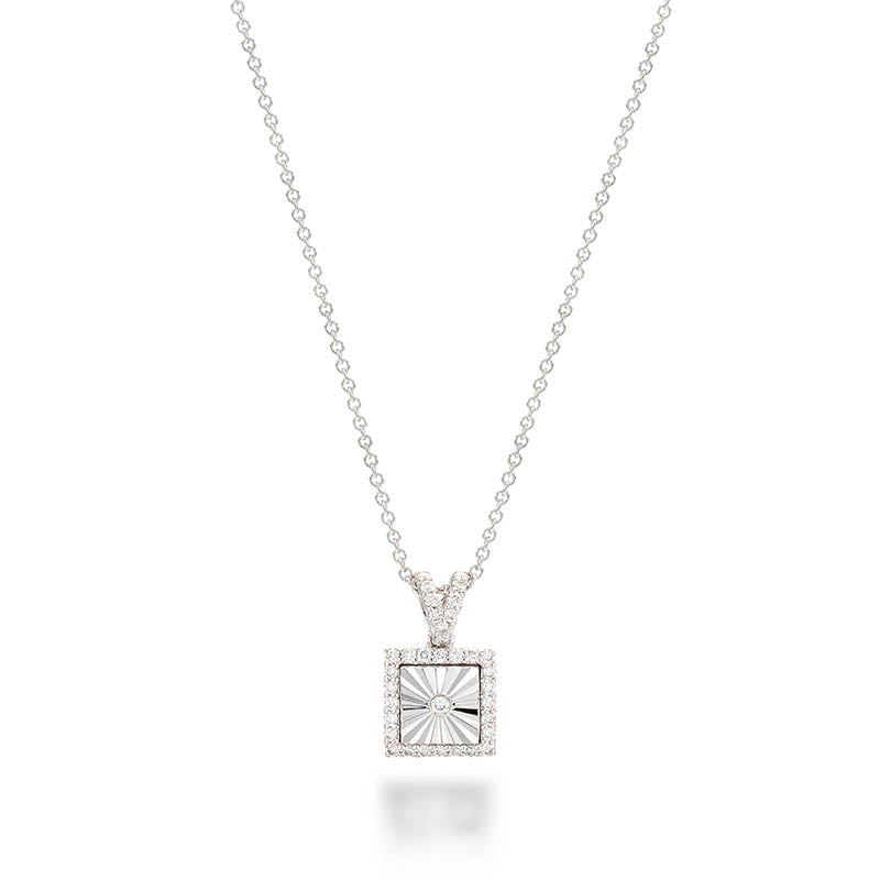 Knar Signature White Gold Diamond Square Pendant