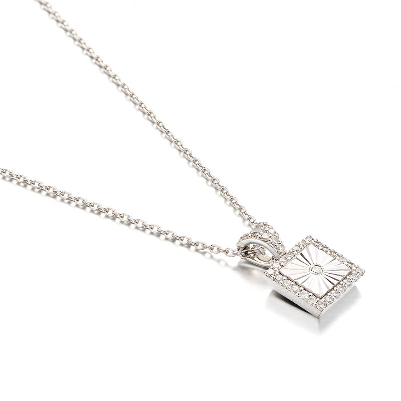 Knar Signature White Gold Diamond Square Pendant