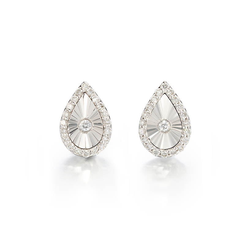 Knar Signature White Gold Diamond Tear Drop Earrings