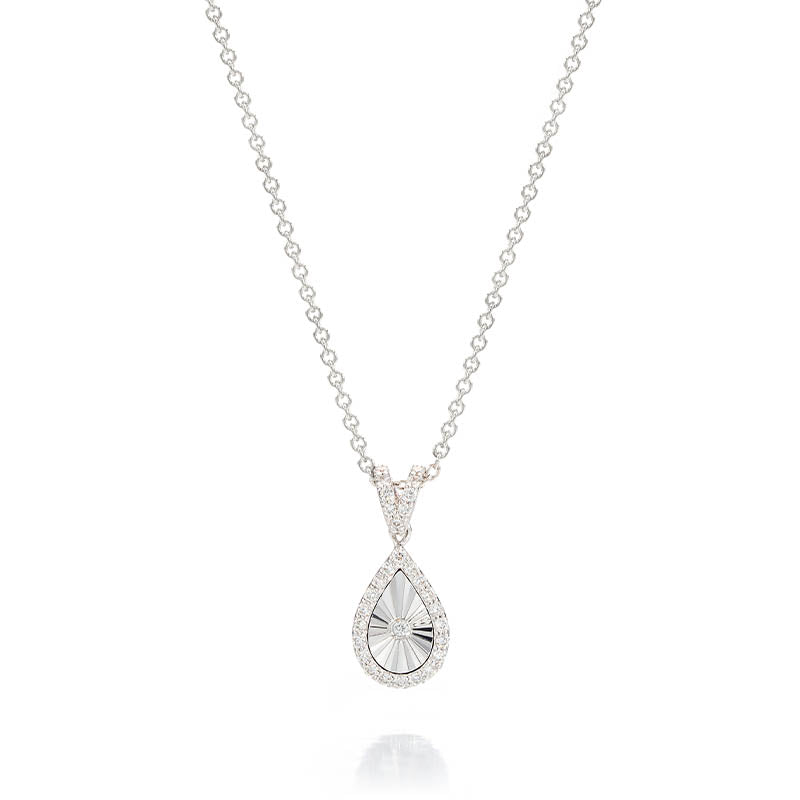 Knar Signature White Gold Diamond Tear Drop Pendant