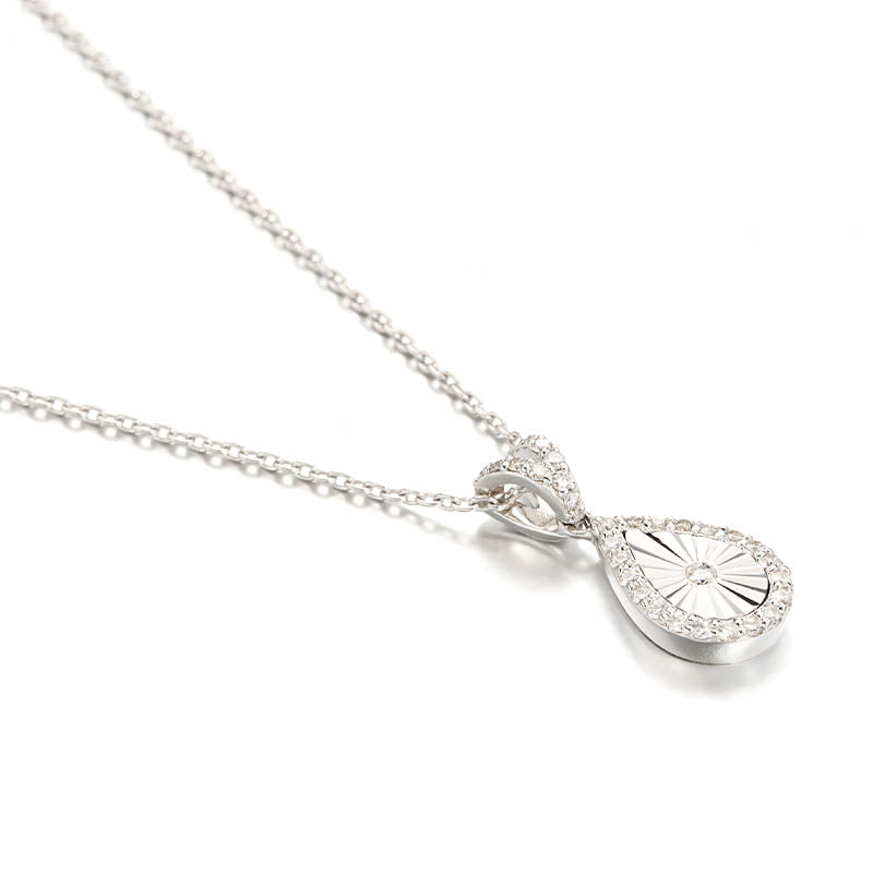 Knar Signature White Gold Diamond Tear Drop Pendant