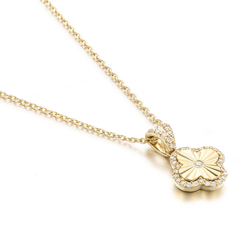 Knar Signature Yellow Gold Diamond Clover Pendant
