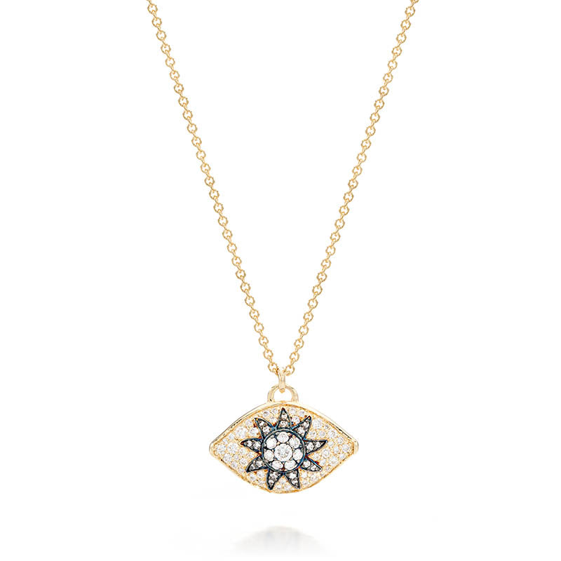 Knar Signature Yellow Gold Diamond Eye - Sun Centered Pendant