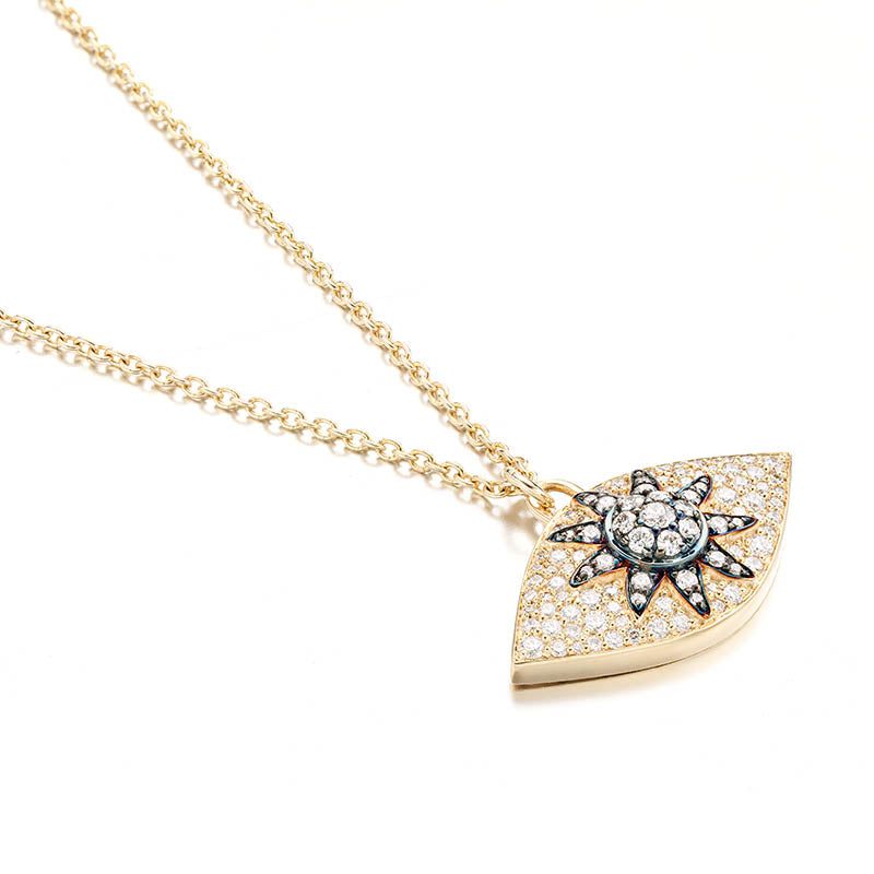 Knar Signature Yellow Gold Diamond Eye - Sun Centered Pendant