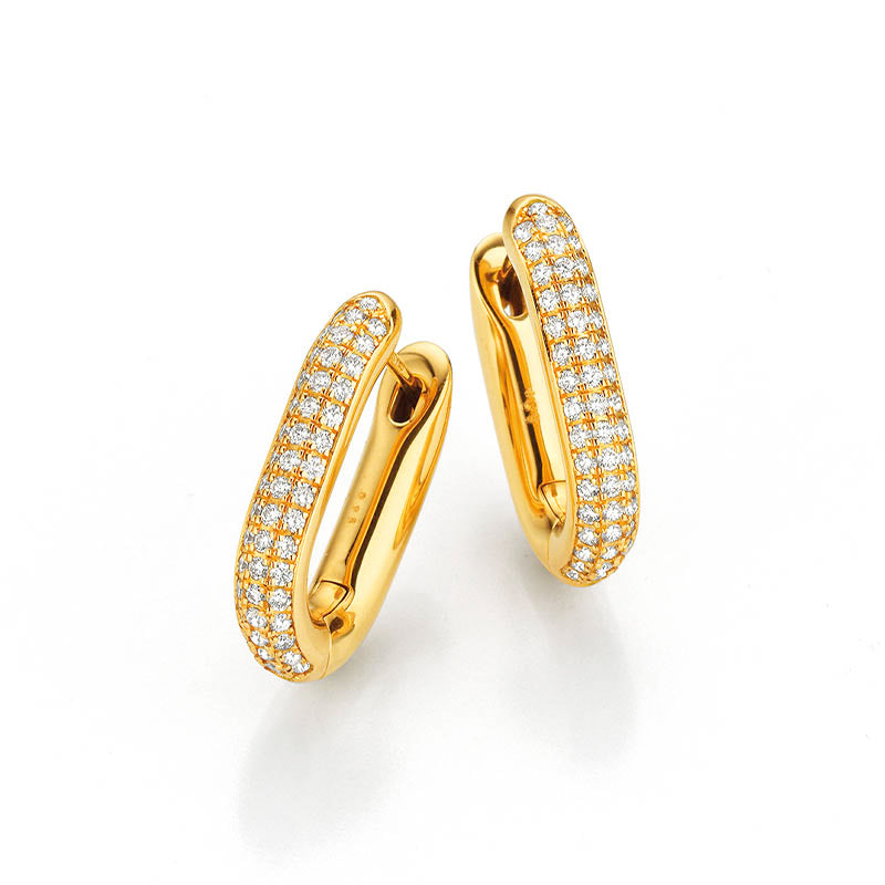 Knar Signature Yellow Gold & Diamond Hoop Earrings