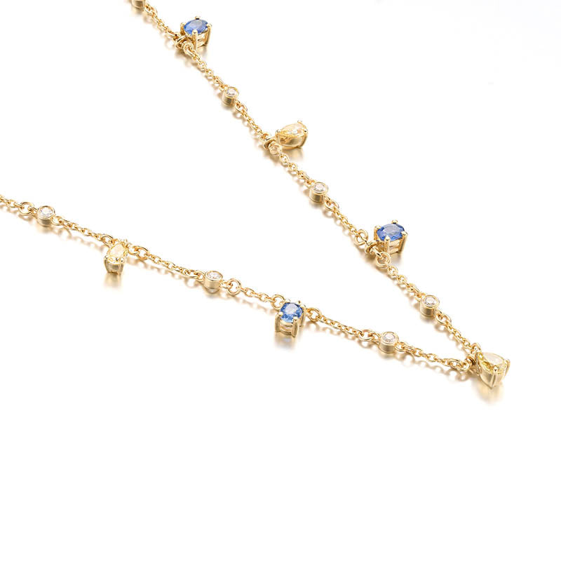 Knar Signature Yellow Gold, Multi-Coloured Sapphire & Diamond Necklace