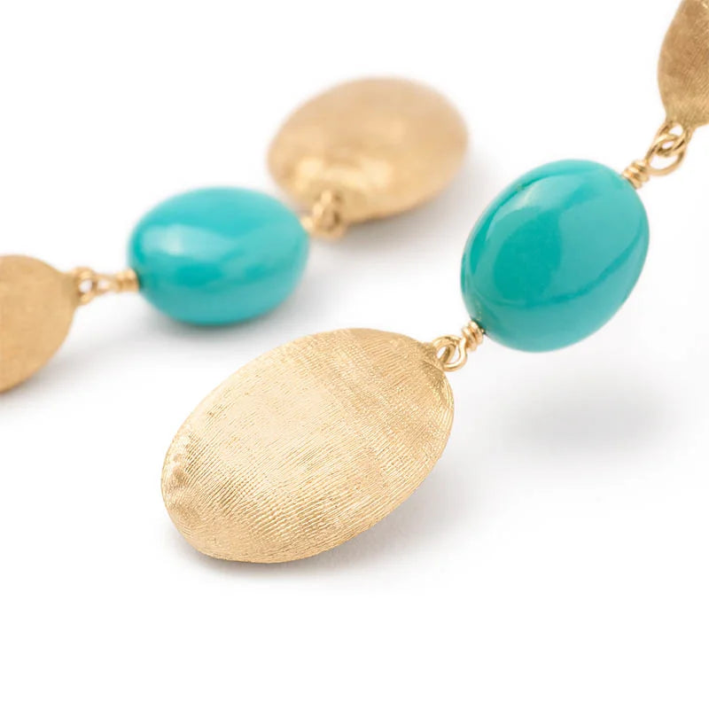 Marco Bicego Siviglia Yellow Gold Turquoise Triple Drop Earrings