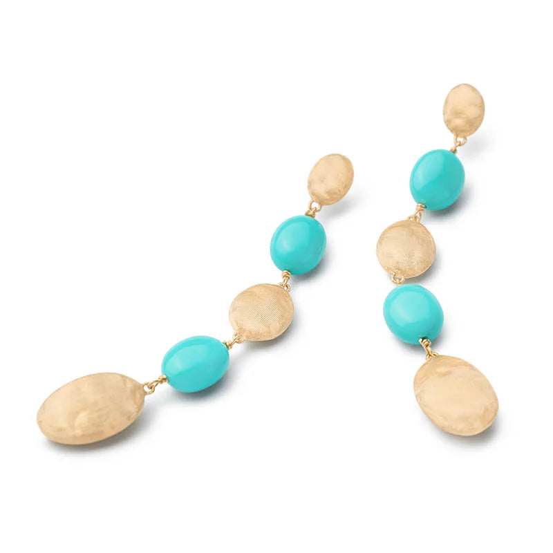 Marco Bicego Siviglia Yellow Gold Turquoise Long Drop Earrings