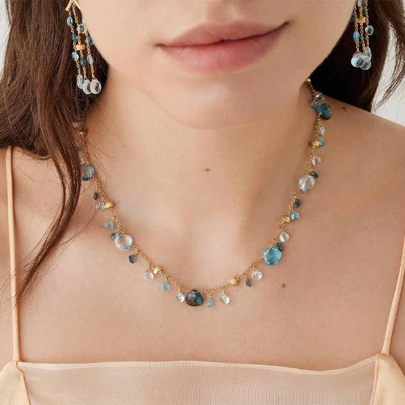 Marco Bicego Paradise Mixed Blue Topaz Single-Strand Necklace