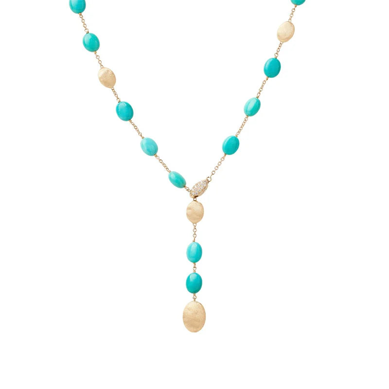 Marco Bicego Jaipur Link Yellow Gold Turquoise Lariat Necklace