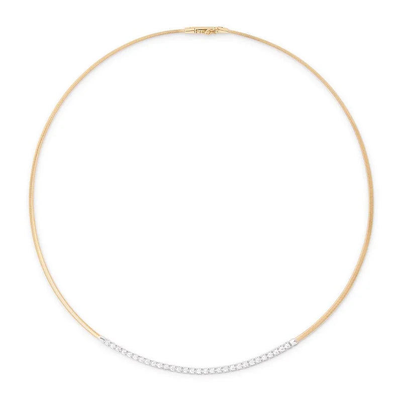 Marco Bicego Masai Yellow Gold Single Strand Diamond Bar Coil Necklace