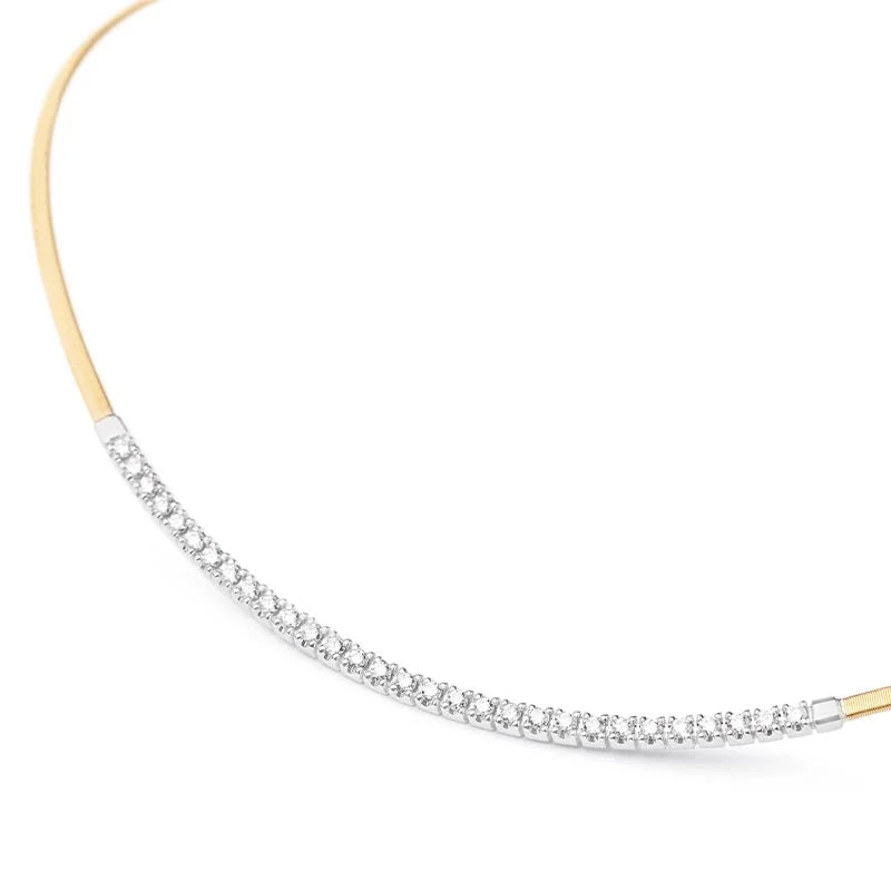 Marco Bicego Masai Yellow Gold Single Strand Diamond Bar Coil Necklace