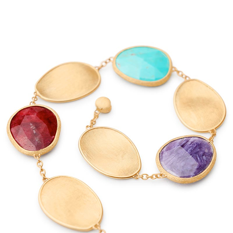 Marco Bicego Lunaria Colour Yellow Gold Thulite, Turquoise & Charoite Bracelet