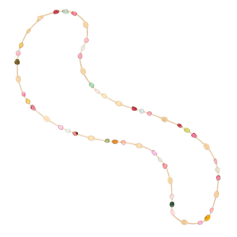 Marco Bicego Lunaria Colour Yellow Gold Long Muticoloured Tourmaline Necklace