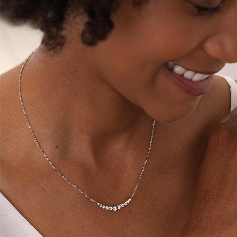 Mémoire Small Smile White Gold Diamond Necklace