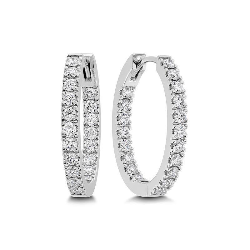 Mémoire White Gold Oval Diamond Hoop Earrings