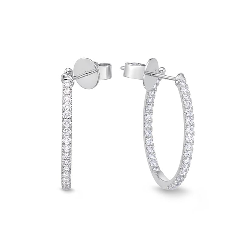 Mémoire White Gold Shared Prong Diamond Hoop Earrings