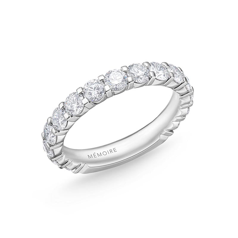 Mémoire Petite Prong 3/4 Around White Gold Diamond Band