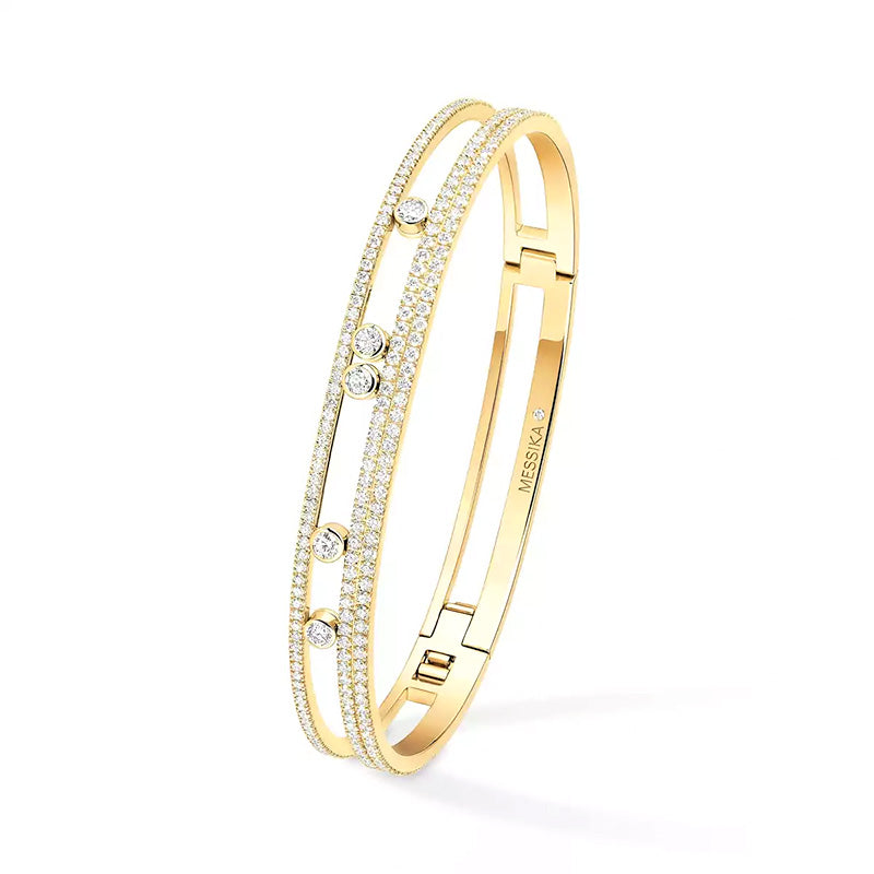Messika Move Romane Yellow Gold Pavé Diamond Bangle