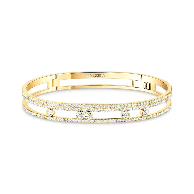 Messika Move Romane Yellow Gold Pavé Diamond Bangle