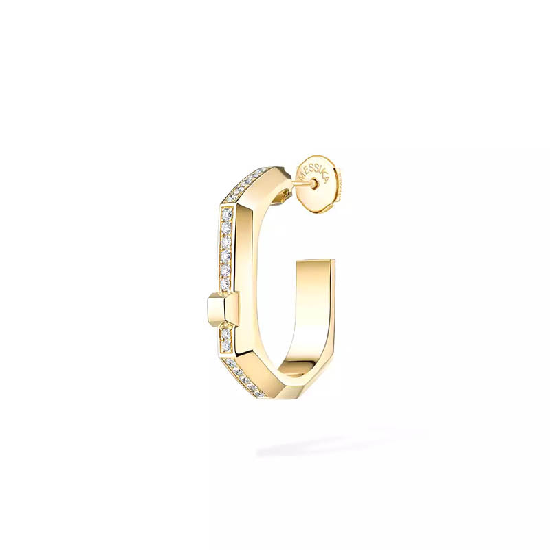 Messika Moderniste Single Pavé Yellow Gold Hoop PM Earring