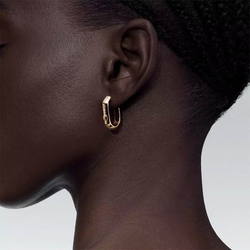 Messika Moderniste Single Pavé Yellow Gold Hoop PM Earring