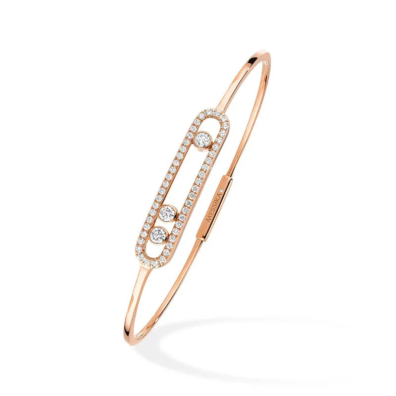 Messika Move Classic Rose Gold Thin Pavé Diamond Bangle