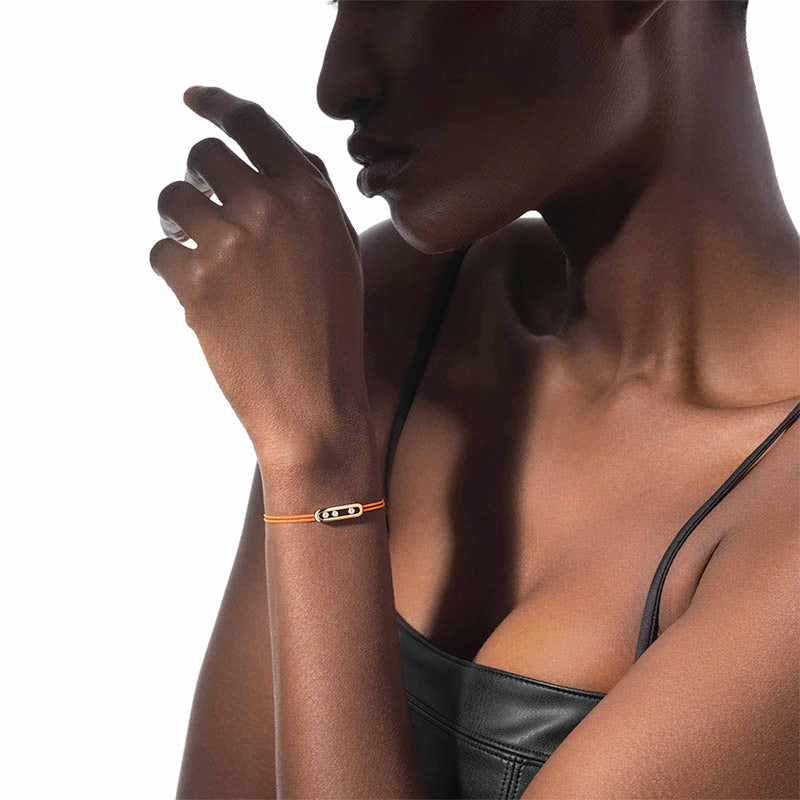 Messika Care(s) Yellow Gold Orange Cord Diamond Bracelet 