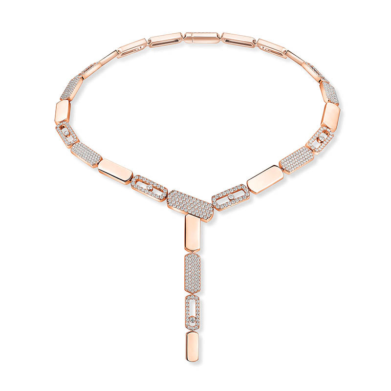 Messika Imperial Move Pavé Rose Gold PM Tie Necklace