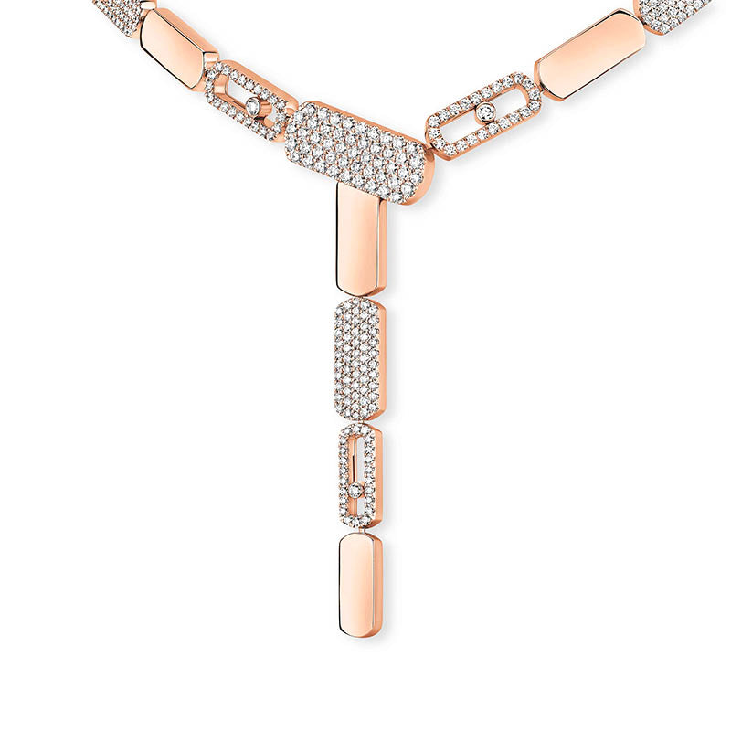Messika Imperial Move Pavé Rose Gold PM Tie Necklace