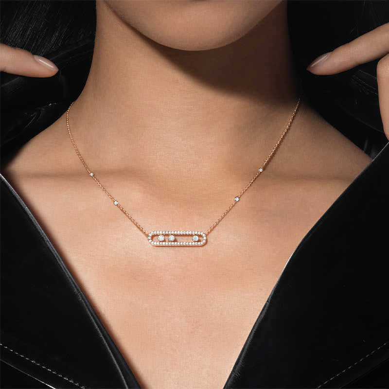 Messika Move Classic Pavé Rose Gold Diamond Necklace