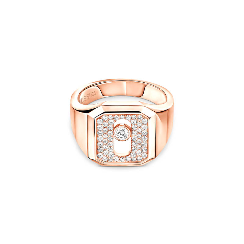 Messika Move Joaillerie Rose Gold Diamond Pavé Signet Ring