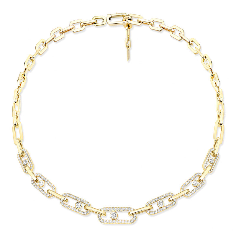 Messika Move Link Pavé Yellow Gold Necklace