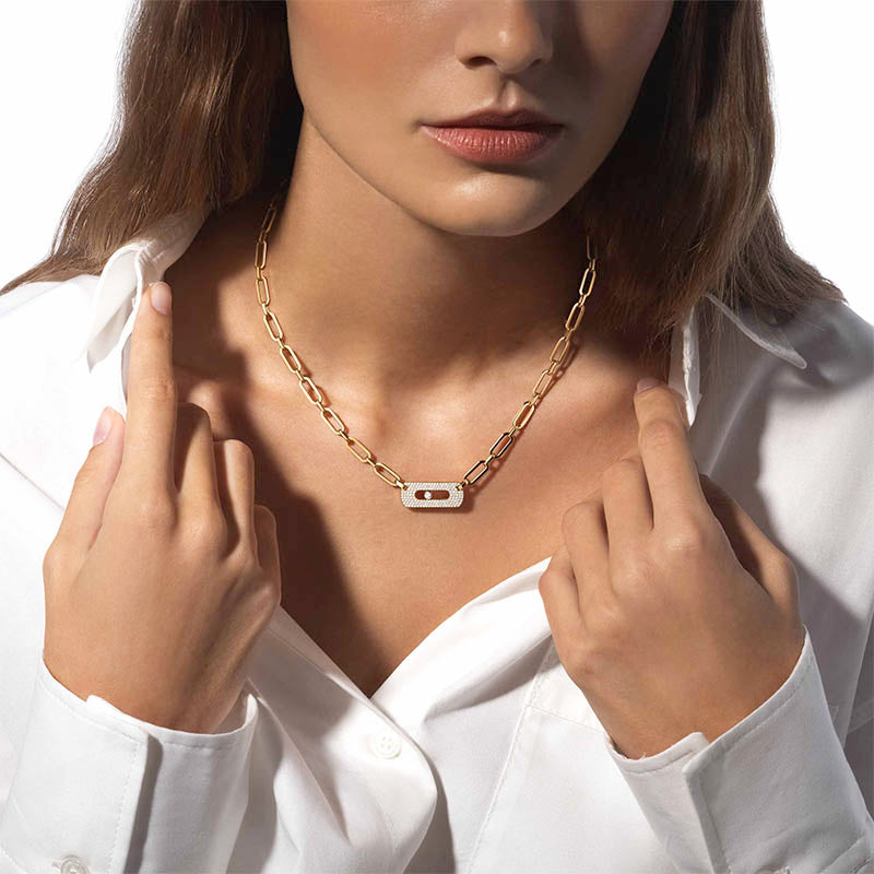 Messika Move Link Yellow Gold Diamond Necklace
