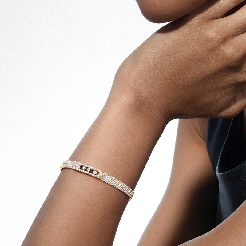 Messika Move Noa Full Pavé Yellow Gold Diamond Bangle