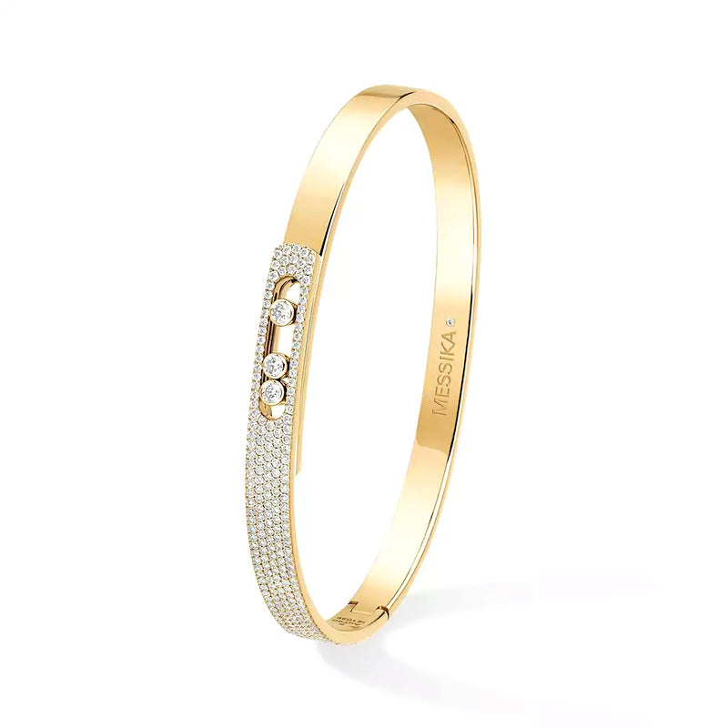 Messika Move Noa PM Semi Pavé Yellow Gold Diamond Bangle