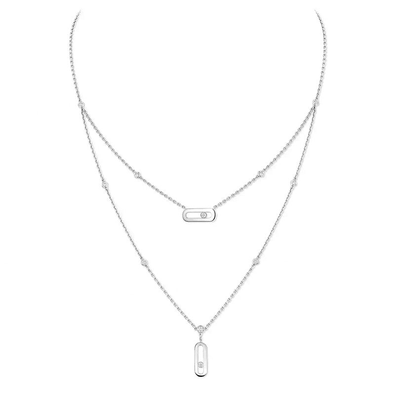 Messika Move Uno 2 Row White Gold Diamond Necklace