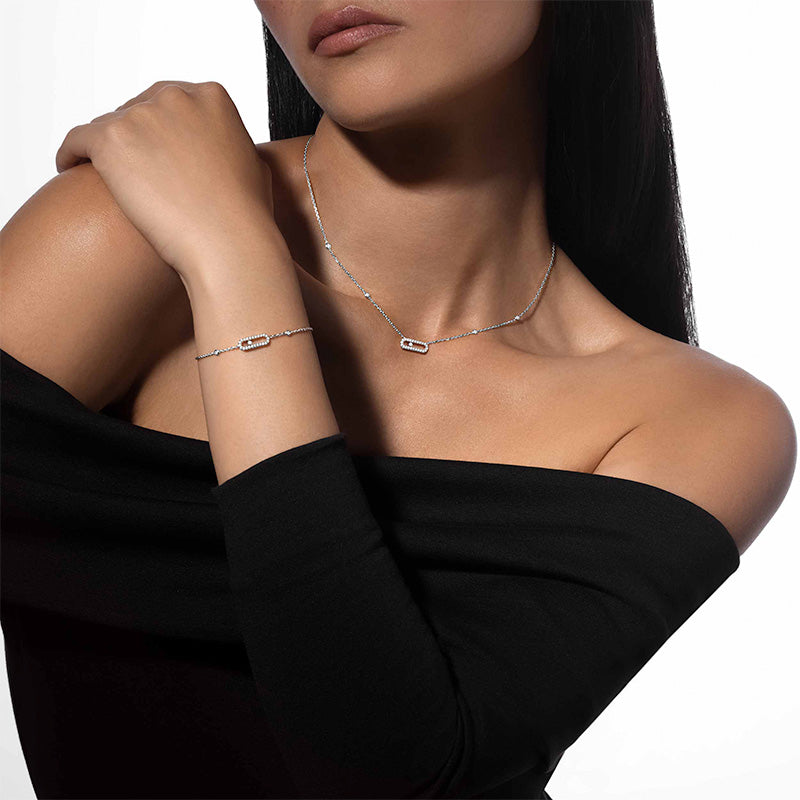 Messika Move Uno Pavé White Gold Diamond Necklace