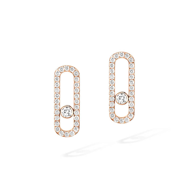 Messika Move Uno Rose Gold Pavé Diamond Earrings