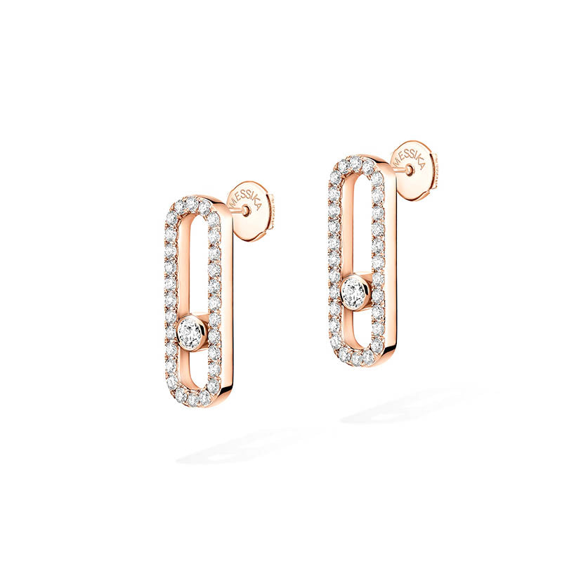 Messika Move Uno Rose Gold Pavé Diamond Earrings