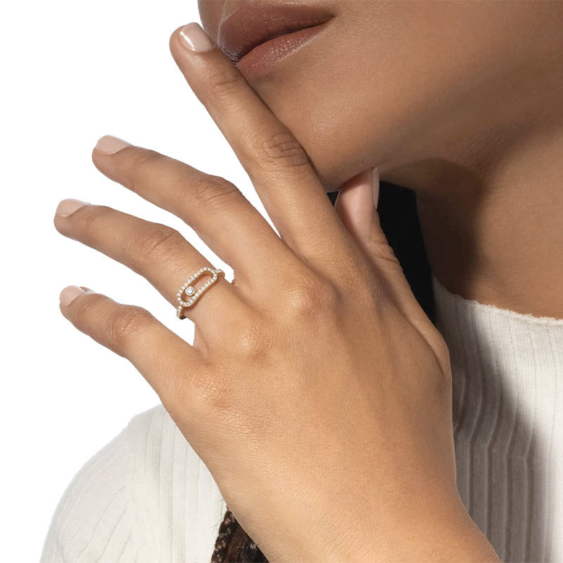 Messika Move Uno Yellow Gold Diamond Pavé LM Ring