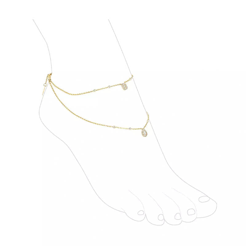 Messika My Twin Yellow Gold Diamond Ankle Bracelet